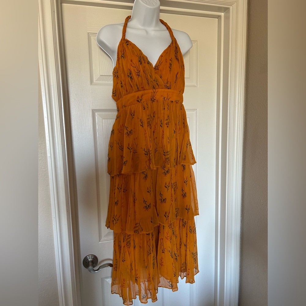 Anthropologie Guapa Orange Halter Neck Dress, NWOT, size 4